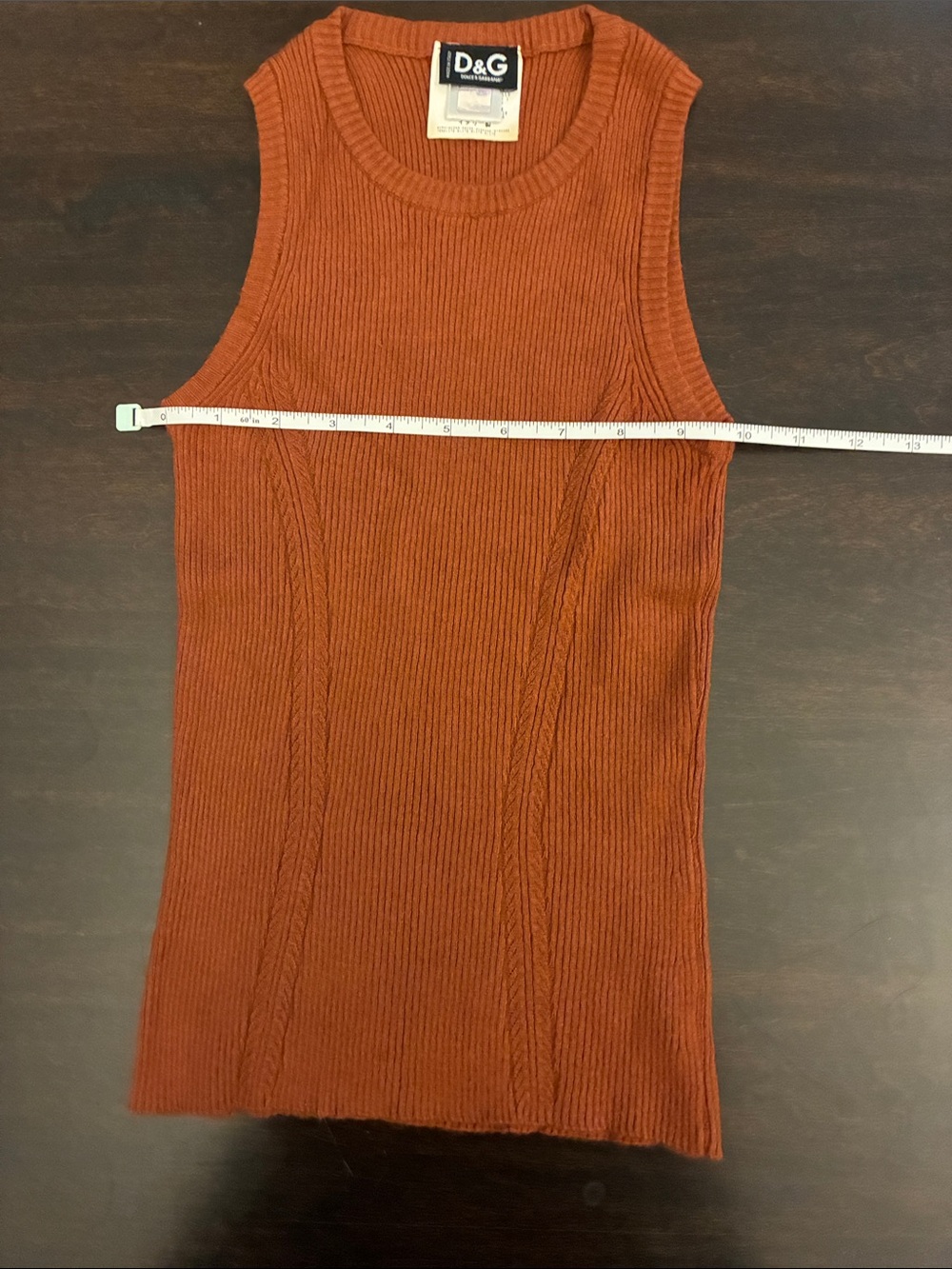 D&G Dolce & Gabbana orange rust Ribbed Sleeveless Tank vest- sz 26/40 S - Picture 6 of 10